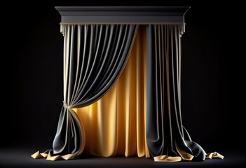 curtain isolated on a transparent background, interior furniture, 3D illustration, cg render. Generative AI
