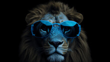 Lion With Blue VR Glasses Generative AI