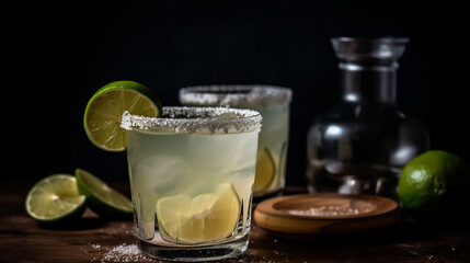 Wall Mural - Margarita with salt on the rim Generative AI