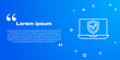 © Kostiantyn - White line Insurance online icon isolated on blue background. Security, safety, protection, protect concept. Vector