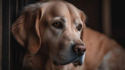 Poster - Sad dog with no text next to it Generative AI