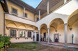 House museum of Italian poet and man of letters Francesco Petrarca in Arezzo, Italy, the exterior facade with Renaissance cloister with classical arches and columns, Arezzo , Italy, February 12, 2020