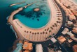 © Freddie - Top view Jeddah city beach Saudi Arabia - Red Sea corniche View , Waterfront. Generative AI