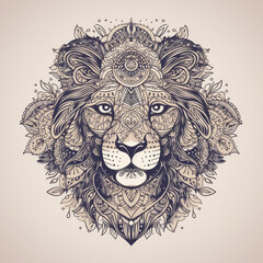 Lion in mandala style. Illustration AI Generative.