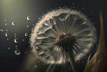 Dandelion Seeds  Dandelions Water Drop With Generative AI Technology