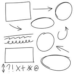 Wall Mural - doodle sketch style of hand drawn lines, arrows, circles and curves vector illustration for concept 