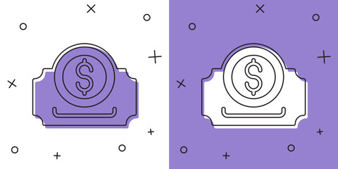 Sticker - Set Cinema ticket icon isolated on white and purple background. Vector