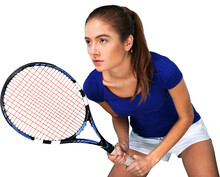 Young Woman Tennis Player  Holding Her Racket