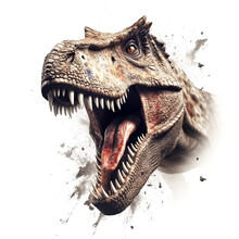 Tyrannosaurus Rex Dinosaur Head Isolated On White Background