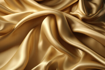 Gold silk satin background smooth wave wallpaper, generative AI.