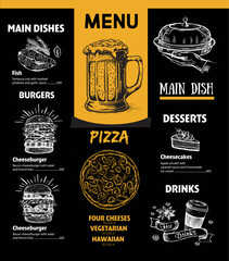 Sticker - Menu restaurant brochure. Flyer with hand-drawn graphic.	
