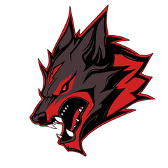 wolf head red and black