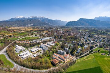 Moirans vue de drone, Isère, Auvergne-Rhône-Alpes, France