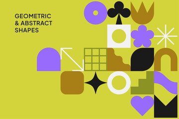 Poster - abstract geometric background with basic shapes. neo geo art. flat vector illustration for web. mini