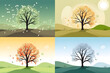 Natural all seasons landscape with a tree in the flat style. a beautiful park.Environmentally friendly natural landscape.ai generative