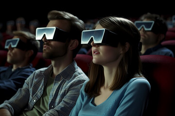  Exiting Cinema 3d glasses, Movie Night. Generative AI.