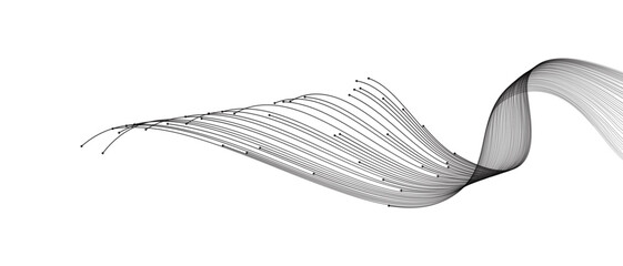 Aufkleber - Vector abstract lines wavy flowing dynamic black isolated on transparent background for concept of AI technology, digital, communication, 5G, science, music