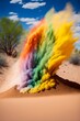 Vibrant Colors and Sandy Nature Setting in Perla's Rainbow Dust Devil Image