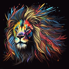  Majestic lion , artistic graphic design,portrait - Generative Ai