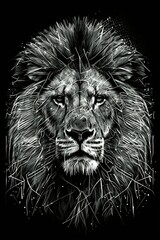 Majestic lion , artistic graphic design,portrait - Generative Ai