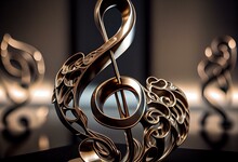 Music Sculpture 3D, Treble Clef. Generative AI