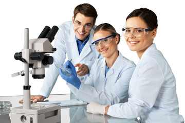 Wall Mural - group of the scientists working at the laboratory