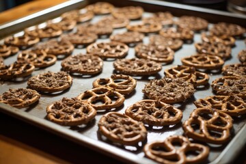 Wall Mural - tray of freshly baked brezels, ready to be enjoyed, created with generative ai