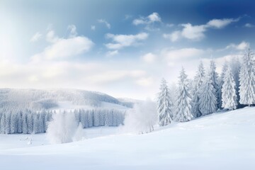 Canvas Print - peaceful winter landscape, with a christmas border and snow-covered trees, created with generative ai