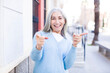 © kues1 - senior retired pretty white hair woman feeling happy, cool, satisfied, relaxed and successful, pointing at camera, choosing you