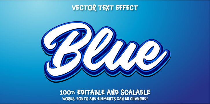 3D blue text effect, Editable text effect