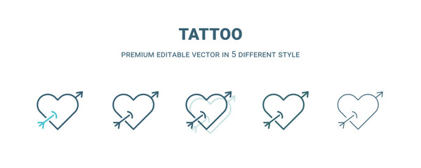 tattoo icon in 5 different style. Outline, filled, two color, thin tattoo icon. Editable vector can be used web and mobile