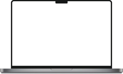 Modern Laptop Mockup Front View, Isolated On White Background. Vector Illustration