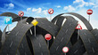 © Destina - Tangled, crowded, chaotic roads and traffic signs. 3D illustration