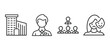 set of human resources thin line icons. human resources outline icons included office, employee, company structure, appearance vector.