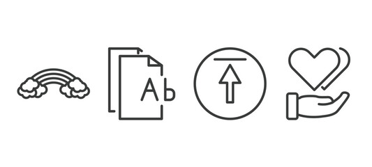 Sticker - set of education thin line icons. education outline icons included basic rainbow, various files, top, hand care vector.