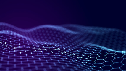 Poster - Abstract digital wave. Digital network background. 3D rendering