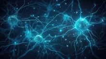 Nerve Cell Blue Color Banner. Generative AI