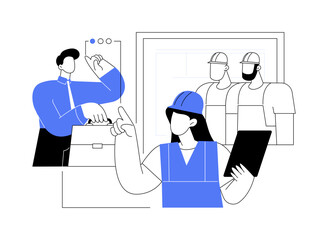 Poster - establish a construction team abstract concept vector illustration.