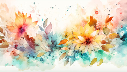 Wall Mural - Abstract floral watercolor paint background. Generative AI.