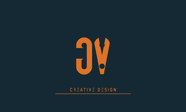 Alphabet letters Initials Monogram logo JV , VJ