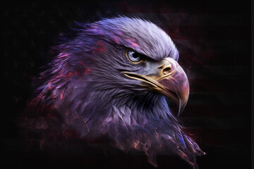 Wall Mural - The American white headed eagle, the symbol of America, with the flag. Patriotic symbols of the United States of America. Generative AI.