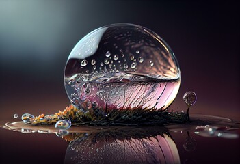 Canvas Print - transparent water droplets. Generative AI