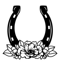 Floral Horseshoe. Vector Illustration. Isolated