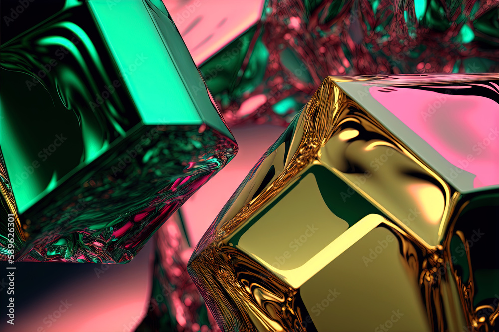 Illustration Stock Abstract background with free 3D golden shapes ...