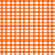 Seamless Orange Gingham Pattern Fabric Backdrop.