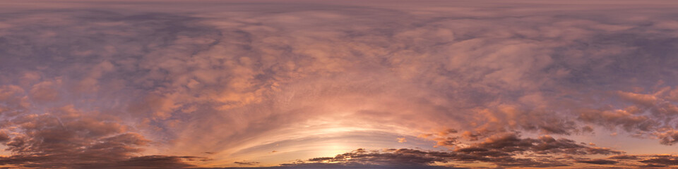 Wall Mural - evening dark pink orange blue sky hdri 360 panorama with awesome clouds in seamless projection with 
