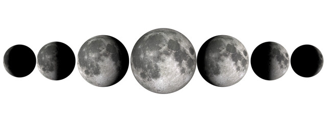 moon phases on transparent background