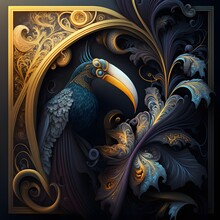 A Stunning Interpretation Of A Toucan Highly Detailed And Intricate Hypermaximalist Ornate Luxury Elite Haunting Matte Painting Cinematic Cgsociety In The Style Of Ernst Haeckel Erte Amanda Sage 