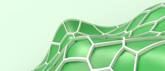 Poster - Abstract geometric background. Science and technology and cell connectivity experiments on the evolution of living organisms on green. futuristic, Inspiration, copy space, software -3d Rendering