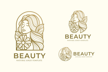 Wall Mural - Beauty Woman Line Art Logo Design Template